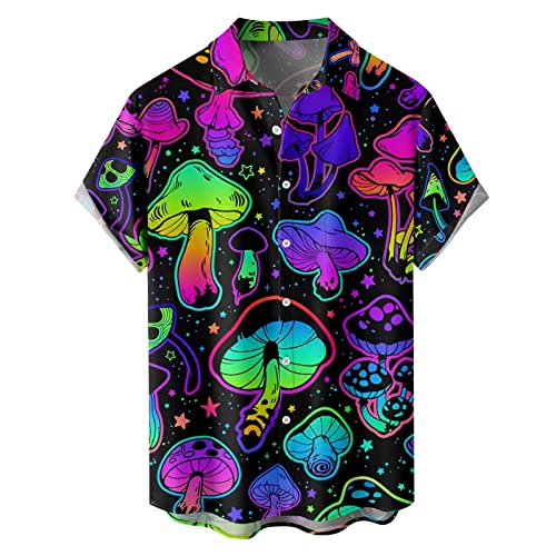 Yowablo Chemise Hawaienne Manches Courtes Été Cool et Mince col Respirant Suspendu Chemise en Coton dégradé Teint Homme (3XL,C-Schwarz) von Yowablo