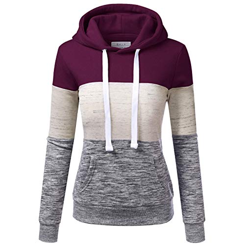 Yowablo Damen Kapuzenpullover Damen Pulli Pullover Rollkragen Sweatshirt Kapuzenpulli Top Hoodies (XXL,4Lila) von Yowablo