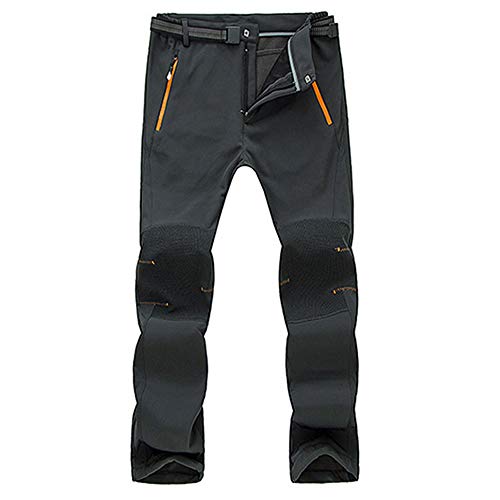 Yowablo Hosen Männer Wasserdicht Winddicht Outdoor Wandern Warme Winter Dicke Hosen Mit Samt (XXL,Plus Samt-4- Herren-Grau) von Yowablo