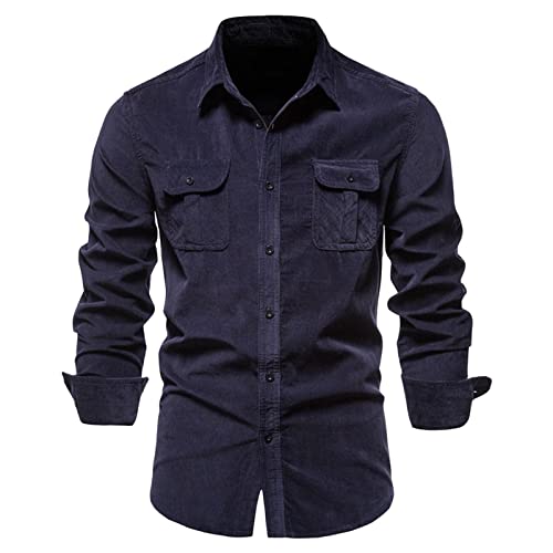 Yowablo Modisches, einfaches Cord Business Slim Fit einfarbiges Cardigan Langarmhemd für Herren Hemd Druckknöpfe Herren Yowablo Modisches, einfaches Cord Business Slim Fit einfarbiges Cardigan Langarmhemd für Herren Hemd Druckknöpfe Herren von Yowablo