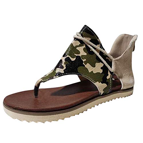 Yowablo Sandalen Frauen Casual Camouflage Flip Flops Bequeme Reißverschlussschuhe (42,1tarnung) von Yowablo