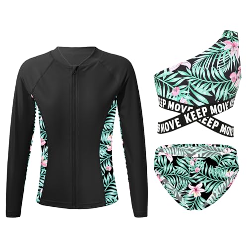 Yruioon Mädchen Badeanzug UV Schutz Schwimmanzug 3-Teilig Langarm Rashguard + Tank Tops + Badehose Sport Bikini Tankini Set F Lilie 146-152 Yruioon Mädchen Badeanzug UV Schutz Schwimmanzug 3-Teilig Langarm Rashguard + Tank Tops + Badehose Sport Bikini Tankini Set F Lilie 146-152 von Yruioon