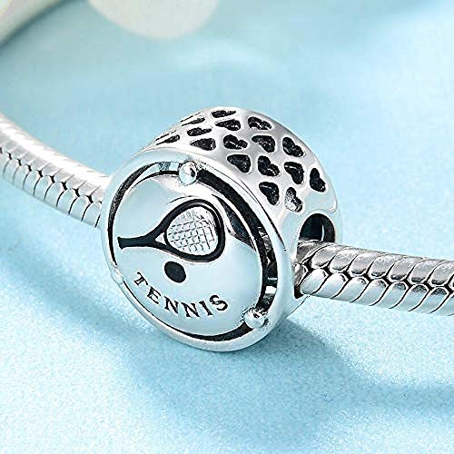 Charm Anhänger,Tennis Muster Halskette 925 Sterling Silber Perlen Anhänger Passform Original Charm Frauen Armband Armreif Diy Schmuckherstellung von YsKYCs