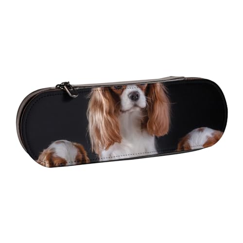 YsoLda Federmäppchen, Federmäppchen, tragbares Federmäppchen, Ledertasche für das Schulbüro, Cavalier King Charles Spaniel Mutter mit Jungen von YsoLda