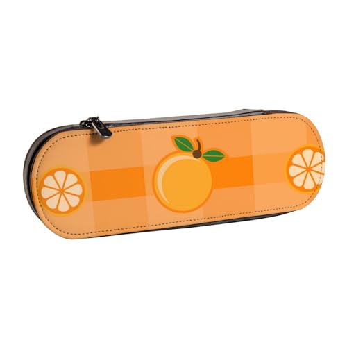 YsoLda Federmäppchen, Federmäppchen, tragbares Federmäppchen, Ledertasche für das Schulbüro, Orange und Orangenblätter von YsoLda