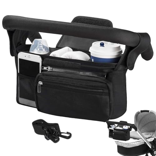 Kinderwagentaschen-Organizer, Kinderwagen-Organizer, mehrere Taschen, große Kapazität, Kinderwagen-Zubehörtasche, Kinderwagen-Zubehörtasche mit mehreren Taschen für Flaschen, Schwarz , Refer to von Ysvnlmjy