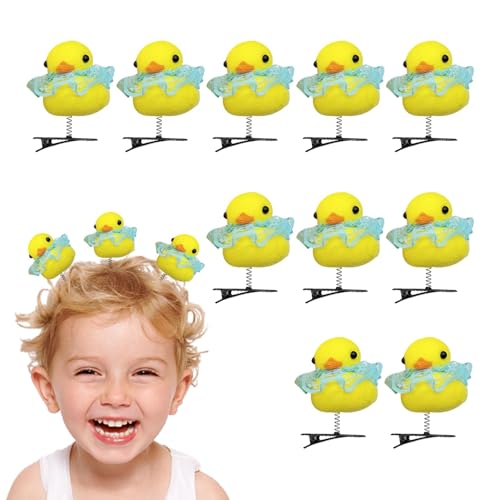 Gelbe Enten-Haarnadel,Enten-Haarspangen - Lebhaftes gelbes Enten-Haarnadel-Set - 10 Stück Haarnadel-Cartoon-Haar-Accessoires, gelbe Entlein-Haarspange für Kinder, Frauen von Ysvnlmjy