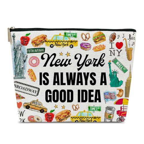 Lustige New York Reise-Make-up-Tasche, New York-Thema, Geschenk für Reisen, New York, Geschenk für Frauen, sie, Reise-Kosmetiktasche für Urlaub, Urlaub, New York ist immer eine gute Idee, von Ythuil