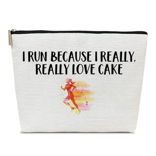 Lustiges Laufgeschenk für Frauen, Make-up-Tasche, Läufer, Geschenke für Läufer, Marathonläufer, Laufzubehör für Frauen, I Run Because I Really Love Cake Make-up Kosmetiktaschen für Geldbörse, von Ythuil