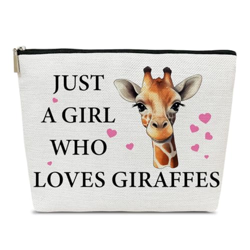 Ythuil Giraffen-Dekor-Make-up-Tasche, Giraffen-Geschenke für Frauen, Just A Girl Who Loves Giraffe, Tierliebhaber-Geschenk und Geburtstag, Weihnachten, Abschlussfeier, Freundschaftsgeschenke für Ihre von Ythuil