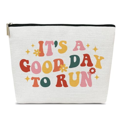 Ythuil Groovy Running Gifts Make-up-Tasche, Laufgeschenke für Frauen, Geschenke für Läufer, Marathonläufer, Laufzubehör für Frauen, es ist ein guter Tag, um Make-up-Kosmetiktaschen für Geldbörse zu von Ythuil