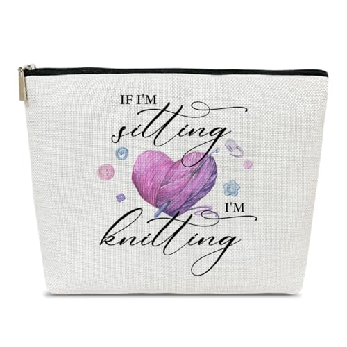 Ythuil Häkel-Geschenke, Make-up-Tasche, Häkelgeschenke für Häkelliebhaber, Häkel-Stricker, Geschenke für Frauen, "If I'm Stilling I'm Knitting Make-up-Kosmetiktasche für Geldbörse, Mehrfarbig von Ythuil