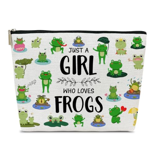 Ythuil Lustige Kosmetiktasche mit Froschmotiv, Frosch-Make-up-Geschenktasche für Tierliebhaber, Frauen, nur ein Mädchen, das Frösche liebt, Make-up-Tasche mit Reißverschluss für sie, Mädchen, Mutter, von Ythuil