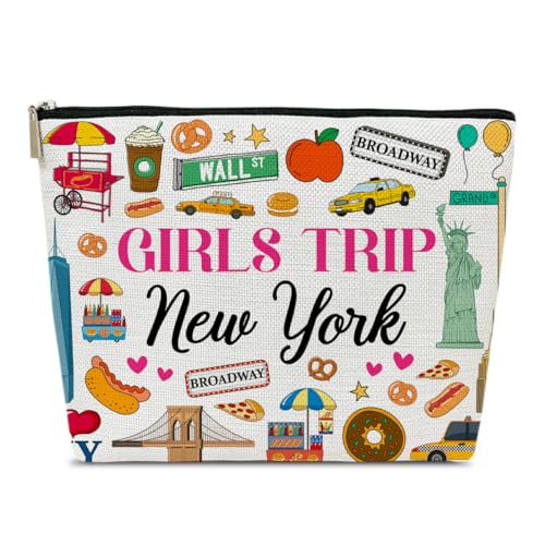 Ythuil Lustige New York Reise-Liebhaber-Geschenk-Make-up-Tasche für Frauen und Damen, New York-Themen-Reise-Geschenke, Reise-Kosmetiktasche für Urlaub, Urlaub, Urlaub, Weiss/opulenter Garten von Ythuil