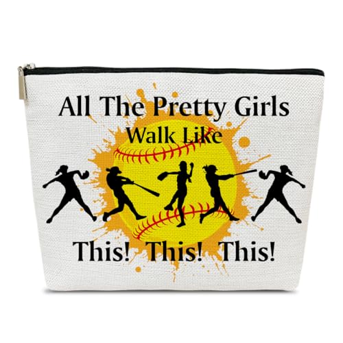 Ythuil Softball-Geschenke, Make-up-Tasche, Geschenke für Softball-Spieler, Team-Trainer-Liebhaber, Frauen, Softball-Mama-Geschenke, Softball-Zubehör, coole Softball-Make-up-Kosmetiktasche für von Ythuil