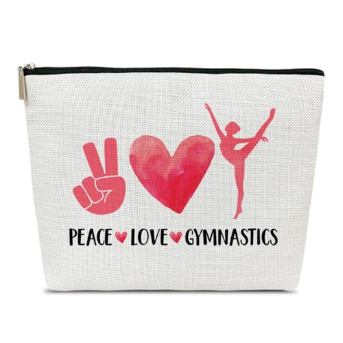 Ythuil Turn-Geschenke, Make-up-Tasche, Gymnastik-Geschenke für Frauen, Gymnastik-Trainer-Geschenke, Gymnastikzubehör für Frauen, Peace-Love, Gymnastik, Make-up, Kosmetiktaschen für Geldbörse, von Ythuil