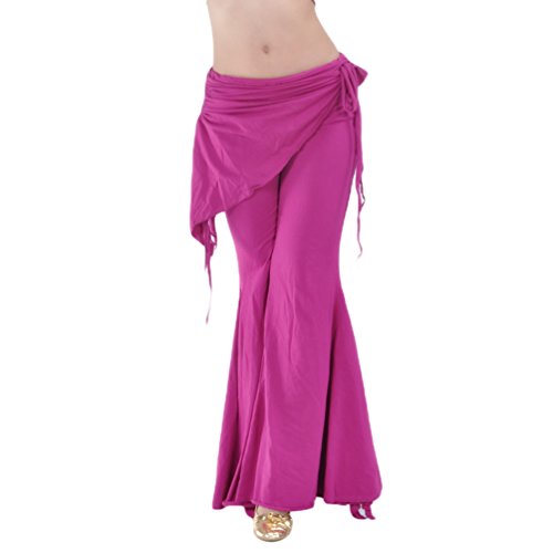 YuanDian Damen Bauchtanz Hosen Breites Bein Schlaghosen Elegante Orientalischen Arabischen Tribal Fusion Dance Performance Wrap Taille Hüfte Hosen Kleidung Magenta von YuanDian