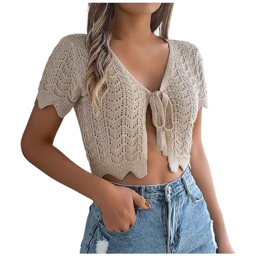 Yubenhong Elegant Bolerojacke Damen Cropped Häkel Strick Bolero Vorne Offnen Strickjacke Leichte Weiche lässige Kurz Sommerjacke Boho Cardigan Casual V Ausschnitt Kurzarm Herrenbekleidung (Khaki, M) Yubenhong Elegant Bolerojacke Damen Cropped Häkel Strick Bolero Vorne Offnen Strickjacke Leichte Weiche lässige Kurz Sommerjacke Boho Cardigan Casual V Ausschnitt Kurzarm Herrenbekleidung (Khaki, M) von Yubenhong
