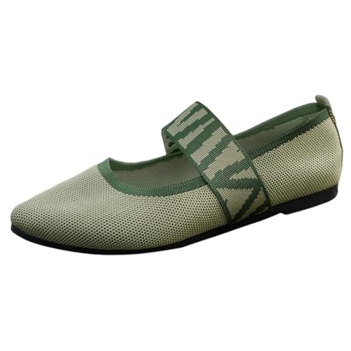 Ballerinas Damen Bequem Ballerina Schwarz spitzer , Netzstoff, flacher Mund, flacher Boden, lässig, bequem, große Größe, Einzelschuhe, Freizeitschuhe Ballerinas Damen Weiss Ballerinas (Green, 39) von Yudiega