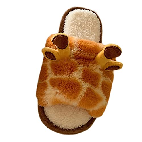 Damen Hausschuhe Damen Hausschuhe Giraffe Hausschuhe für Frauen Winter Warme Baumwolle Haus Hausschuhe Anti-Rutsch-Sohle für Damen und Mädchen, Orange, 38 EU von Yudiega