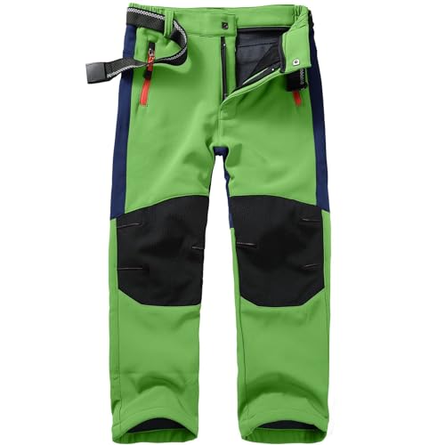 Skihose Kinder, Softshellhose Kinder, Softshellhose Kinder Thermo Leggings Kinder Softshell Skihose Gefütterte Cargohose Thermohose Jungen Mädchen Schneehose Winter Outdoorhose (Green, 5-6 Years) von Yudiega