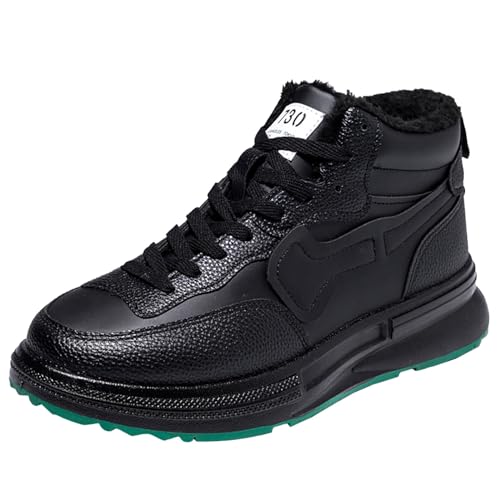 Winterstiefel Herren Gefüttert und Wasserdicht, Herren Freizeitschuhe Plüsch und Vielseitigem Einfarbigem, Atmungsaktive Baumwollschuhe mit Weicher Sohle Winterschuhe Herren Gefüttert (Black, 42) von Yudiega