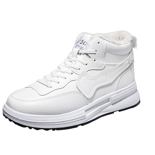 Winterstiefel Herren Gefüttert und Wasserdicht, Herren Freizeitschuhe Plüsch und Vielseitigem Einfarbigem, Atmungsaktive Baumwollschuhe mit Weicher Sohle Winterschuhe Herren Gefüttert (White, 43) von Yudiega