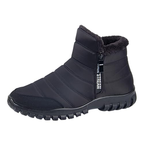 Winterstiefel Herren Gefüttert und Wasserdicht, Herren-Schneestiefel Baumwolle für Herbst und Winter, Rutschfest, Warm, Spritzwassergeschützt, Seitlicher Reißverschluss, Winterschuhe (Black, 43) von Yudiega