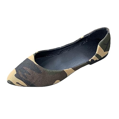 Yudiega Ballerinas Damen Bequem Ballerinas Damen, Flacher Schnitt, Flache Sohle, lässige Einzelschuhe Ballerinas Damen Rosa Ballerinas Damen Weiss (Camouflage, 37) von Yudiega