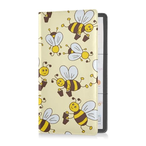 Kfz-Registrierungs- und Versicherungshalter, Handschuhfach-Organizer, Auto-Dokumentenhalter, Auto-Handschuhfach, unverzichtbar, niedliche Bienen, Happy Goodluck, Gelb, cute bees happy goodluck yellow, von Yuiboo