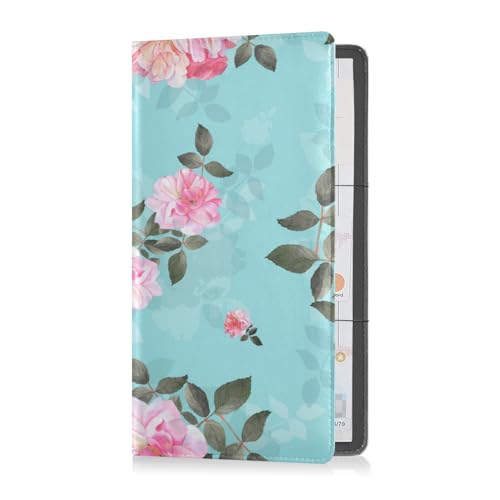 Kfz-Registrierungs- und Versicherungskartenhalter, Kartenhalter, PU-Leder, Handschuhfach-Organizer, macht Ihre Dokumente in Ordnung, Rosen, Blumen, Aquarell, Mintgrün, Roses Flower Watercolor Mint von Yuiboo