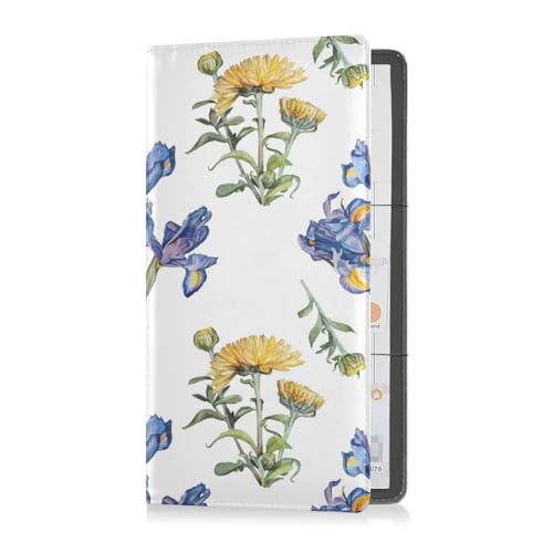 Kfz-Registrierungs- und Versicherungskartenhalter, PU-Leder, Fahrzeug-Handschuhfach, Organizer, Dokumentenmappe, Zubehör, Blume, Gelb, Chrysantheme, Blau, Blumengelb Chrysanthemenblau, 1 size von Yuiboo