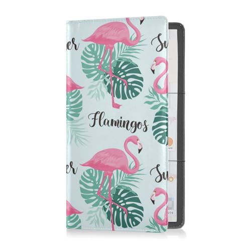 Yuiboo Auto Zulassung und Versicherungshalter für Damen Herren Zulassung und Versicherung Kartenhalter Auto Essentials Pink Flamingo Hoffnung Palme Tropical Green, Pink Flamingo Hope Palm Tropical von Yuiboo