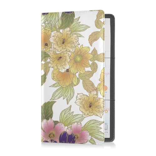 Yuiboo Kfz-Ausweishalter für Zulassungs- und Versicherungskarten, PU-Leder, Handschuhfach, Organizer, Dokumentenmappe, Zubehör, elegant, Blumenmuster, Gold, Lila, Elegant Floral Gold Purple, 1 size von Yuiboo