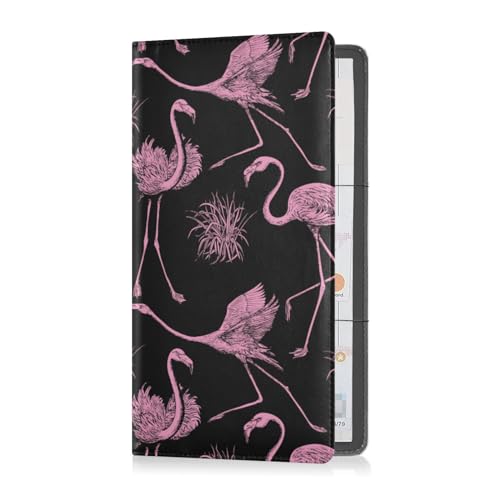 Yuiboo Kfz-Registrierungs- und Versicherungskartenhalter, PU-Leder, Handschuhfach, Organizer, Dokumentenmappe, Zubehör, Tasche, Pink, Flamingos, Hoffnung, Schwarz, Pink Flamingos Hope Black, 1 size von Yuiboo