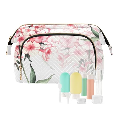 Yuiboo Zarte Aquarell-Reisetasche mit rosa Blumen, Reißverschluss, Kosmetiktasche, Organizer, Damen, Geldtasche für Kartenetuis, Geldorganizer, Zarte Aquarell-rosa Blume, 1 size, Art Deco von Yuiboo