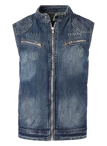 Yukirtiq Herren Denim Westen Casual Jeansweste Ärmellos Biker Jacke Reißverschlussweste Verblasste Farbe Jeans Weste für Männer, Blau, L Yukirtiq Herren Denim Westen Casual Jeansweste Ärmellos Biker Jacke Reißverschlussweste Verblasste Farbe Jeans Weste für Männer, Blau, L von Yukirtiq