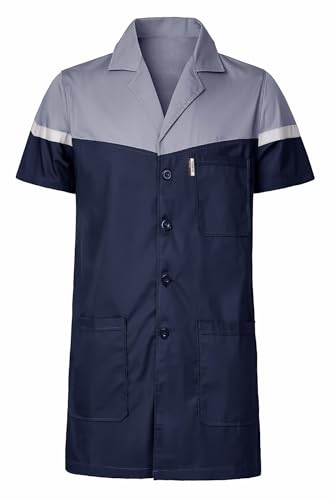 Yukirtiq Herren Kurzarm Labormantel Kittel Arbeitskleidung Arztmantel Atmungsaktiv Berufsmantel Leicht Arbeit Kittel Werkstatt Mantel Lang Arbeitsmantel, Dunkelgrau+Blau, XL Yukirtiq Herren Kurzarm Labormantel Kittel Arbeitskleidung Arztmantel Atmungsaktiv Berufsmantel Leicht Arbeit Kittel Werkstatt Mantel Lang Arbeitsmantel, Dunkelgrau+Blau, XL von Yukirtiq