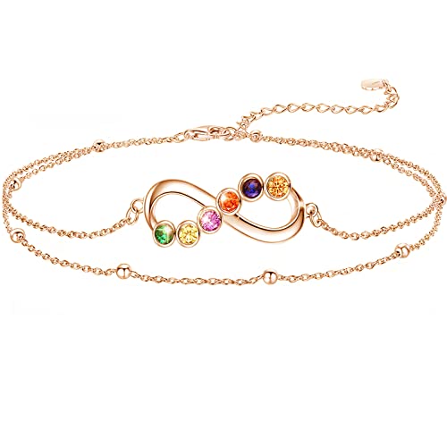 Fußkettchen mit Unendlichkeitszeichen für Damen I Wasserfeste Infinity Fußkette (22-27cm) I Zirkonia Sommer Barfuß Strand Fusskette I Frauen Fußschmuck mit Kugeln Geschenke für Freundin von Yuluzeln