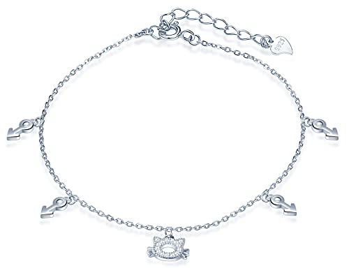 Yumilok Fusskettchen Armband mit Charms Katze Anhänger Pfeil Länge verstellbar Fußspange Fußband Knöchel Armband für Frauen Mädchen von Yumilok