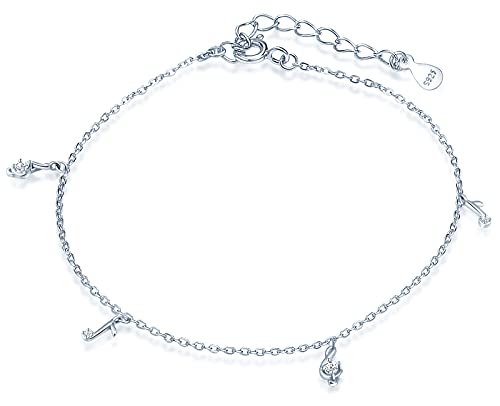 Yumilok Fusskettchen Armband mit Charms Musiknoten Anhänger Länge verstellbar Fußspange Fußband Knöchel Armband für Frauen Mädchen von Yumilok