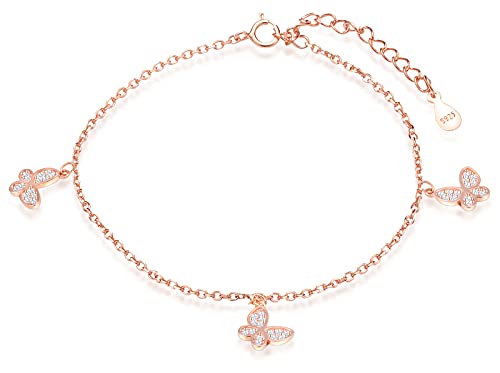 Yumilok Fusskettchen Armband mit Charms Schmetterling Anhänger Länge verstellbar Fußspange Fußband Knöchel Armband für Frauen Mädchen von Yumilok