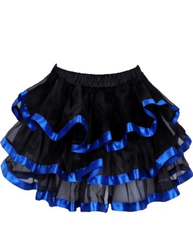 Yummy Bee - Gerüschter Tutu Rock Karneval Fasching Burleske Tülle Schwarz Kurz Damen Größe 34-52 (Blau, 50-52) von Yummy Bee