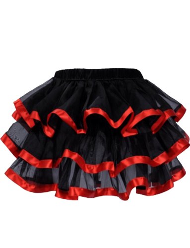 Yummy Bee - Gerüschter Tutu Rock Karneval Fasching Burleske Tülle Schwarz Kurz Damen Größe 34-52 (Rot, 34-36) von Yummy Bee