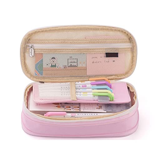 Fyearfly Federmäppchen aus Stoff, Rosa, für Studenten, professionell, Rosa, Beige, exquisites Federmäppchen, Bleistift, Schere, Kompass oder Lesezeichen für die Schulklasse, Rosa Fyearfly Federmäppchen aus Stoff, Rosa, für Studenten, professionell, Rosa, Beige, exquisites Federmäppchen, Bleistift, Schere, Kompass oder Lesezeichen für die Schulklasse, Rosa von Yunxwd