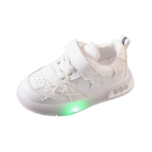 Turnschuhe Jungen Sportschuhe Hallenschuhe Kinder LED-Leuchtschuhe für Mädchen, Kleinkinder, Wanderschuhe, Atmungsaktive Rutschfest Wanderschuhe Laufschuhe mit Klettverschluss (White, 21 Toddler) von Yunyahe