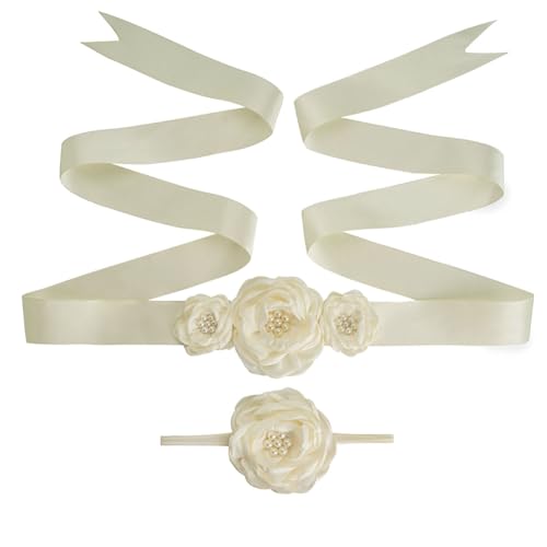 Yurosiay Blumenmädchen Gürtel Mit Blumen Haarband Niedlich Blumengürtel Kinder Hochzeit 3D Blume Perlen Brautjungfer Schärpe Brautgürtel Satinband Taillengürtel Hochzeit Blumen Gürtel Weiße Yurosiay Blumenmädchen Gürtel Mit Blumen Haarband Niedlich Blumengürtel Kinder Hochzeit 3D Blume Perlen Brautjungfer Schärpe Brautgürtel Satinband Taillengürtel Hochzeit Blumen Gürtel Weiße von Yurosiay