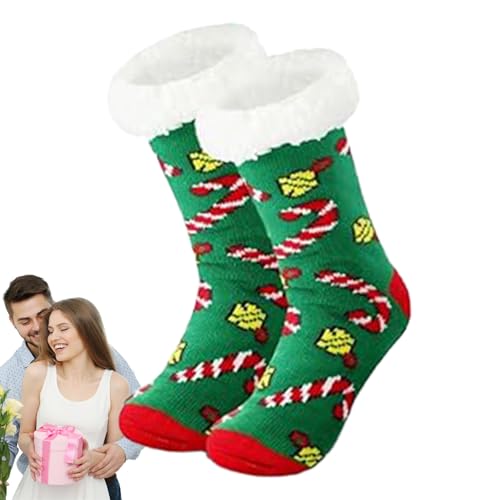 Damen Flauschige Socken - Winter-Plüsch-Heimsocken,Weiche, weihnachtliche, gemütliche, mit Fleece gefütterte Slipper-Gripper-Socke für Mädchen als Weihnachtsgeschenk Yusheng von Yusheng