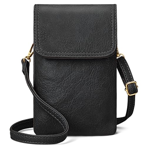 Yuson Girl Handytasche zum Umhängen Damen, Kleine Handy Umhängetasche, Handy Tasche mit Geldbörse, PU Leder Mini Crossbody Verstellbarer Abnehmbarer Schultergurt Handy Schultertasche(Schwarz) von Yuson Girl