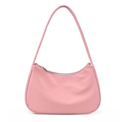 Yuson Girl Umhängetasche Damen Handtasche PU Tasche Klein Nylon Shoulder Bag Vintage Bag Y2K Fashion Handtaschen Mini Schultertasche mit Reißverschluss(Rosa) von Yuson Girl